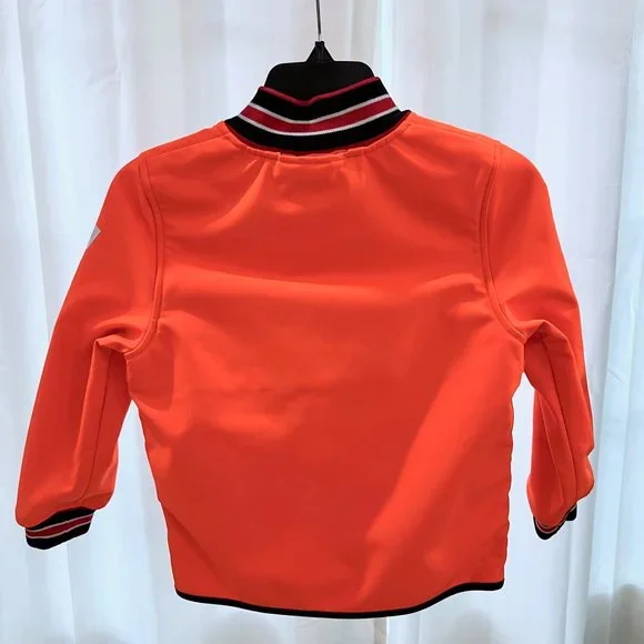 Burberry Kids Layered Logo Print Water Repel Coat Over Orange Logo Bomber Jacket